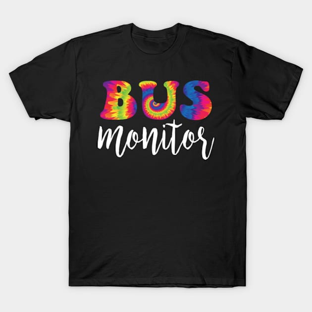 Retro Bus Monitor Tie Dye Day Hello Back To School Groovy T-Shirt by Kardio